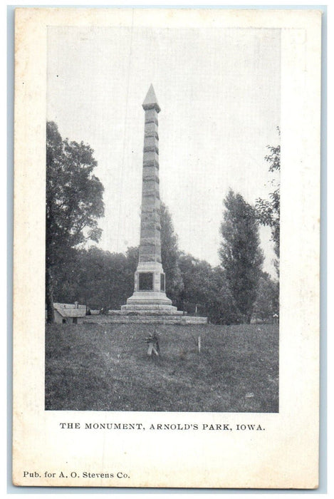 c1910's View Of The Monument Arnolds Park Iowa IA Unposted Antique Postcard
