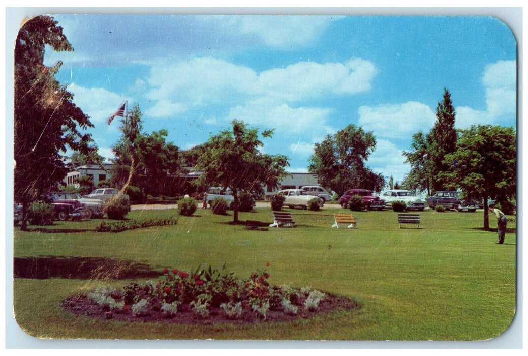 1954 View Of Brooks Country Club Cars Scene Okoboji Lake Iowa IA Posted Postcard