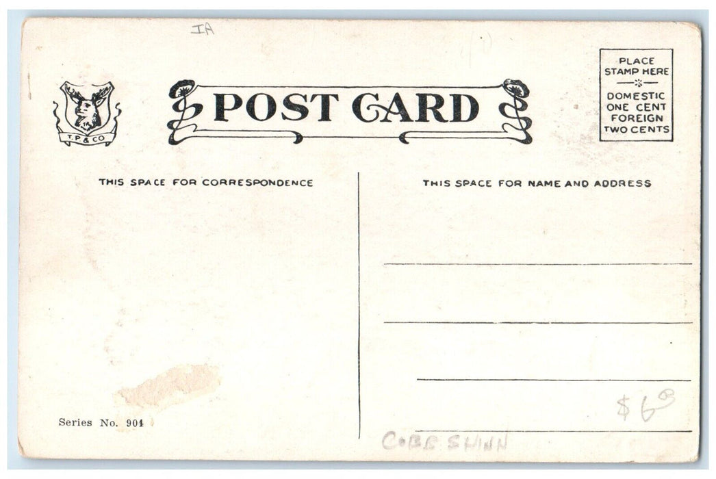 c1910's Girl Pipe The Good Die Young In Okoboji Map Iowa IA Antique Postcard