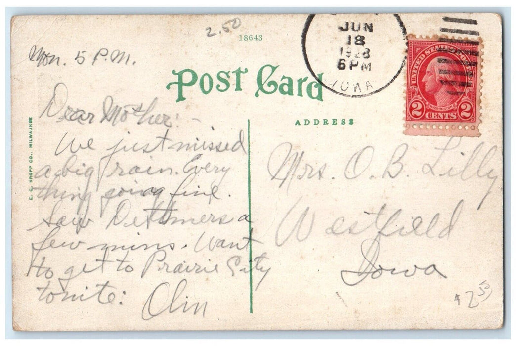 1928 View Of High School Building Campus Ogden Iowa IA Posted Vintage Postcard