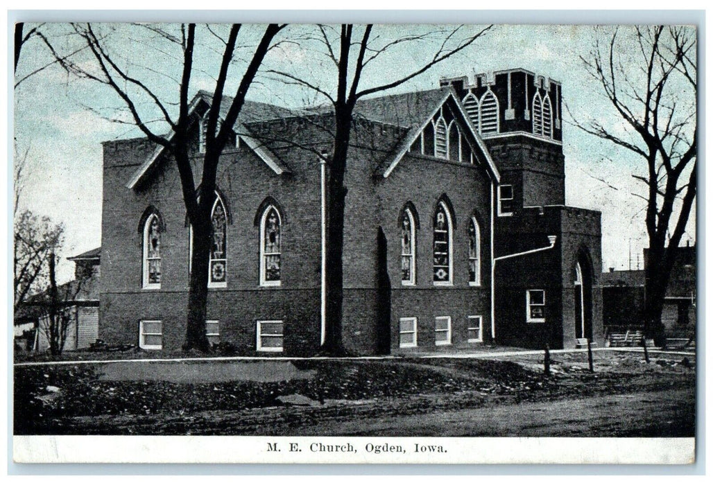 c1910's ME Church Scene Street Ogden Iowa IA Unposted Antique Postcard