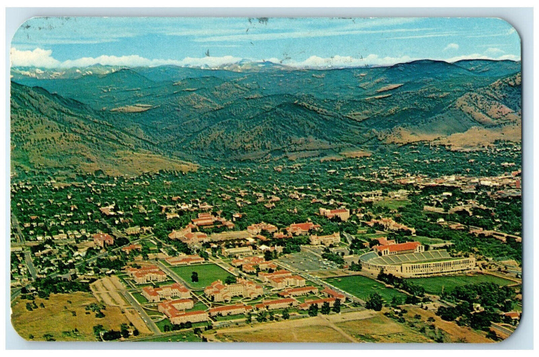 1969 Panorama of the University of Colorado Campus Boulder CO Postcard
