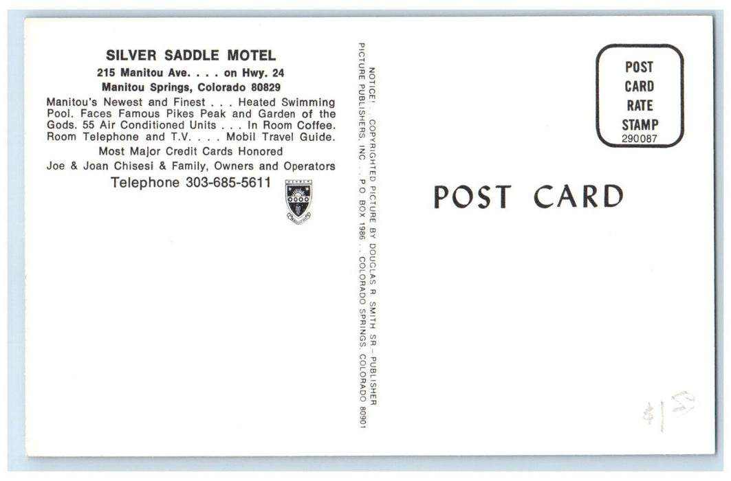 c1960's Silver Saddle Motel Manitou Springs Colorado CO Multiview Postcard