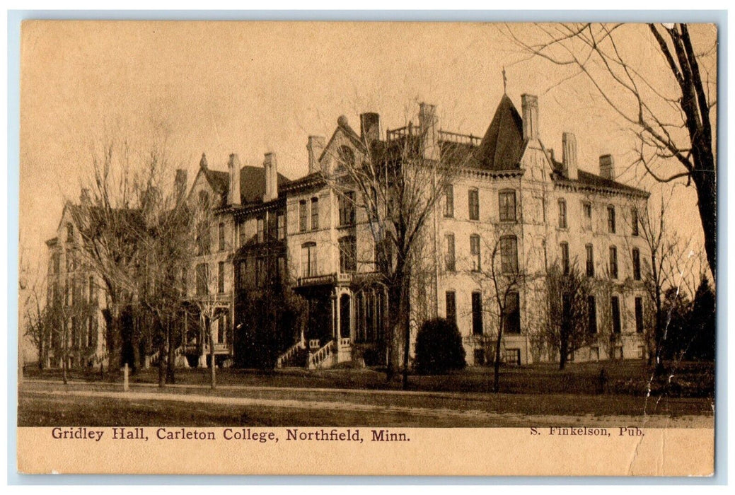 1913 Gridley Hall Carlenton College Building Northfield Minnesota MN Postcard