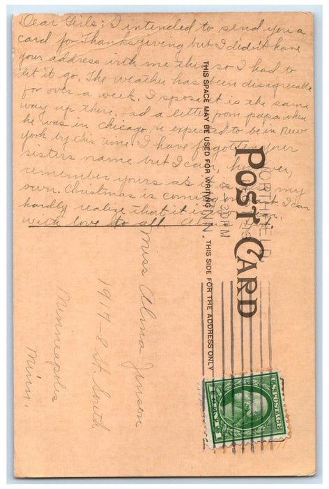 1913 Gridley Hall Carlenton College Building Northfield Minnesota MN Postcard