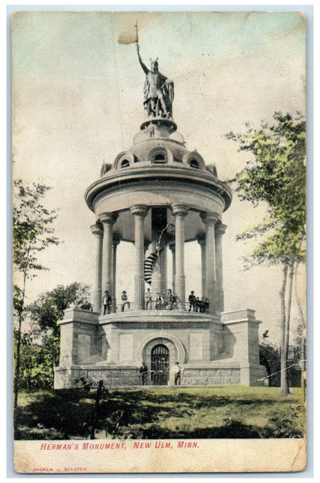 1907 View Of Herman's Monument New Ulm Minnesota MN Posted Antique Postcard