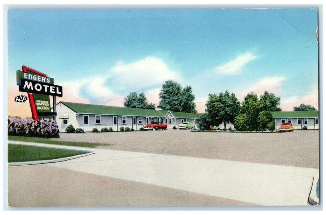 c1950's Enger's Motel Roadside Cars Dickinson North Dakota ND Vintage Postcard