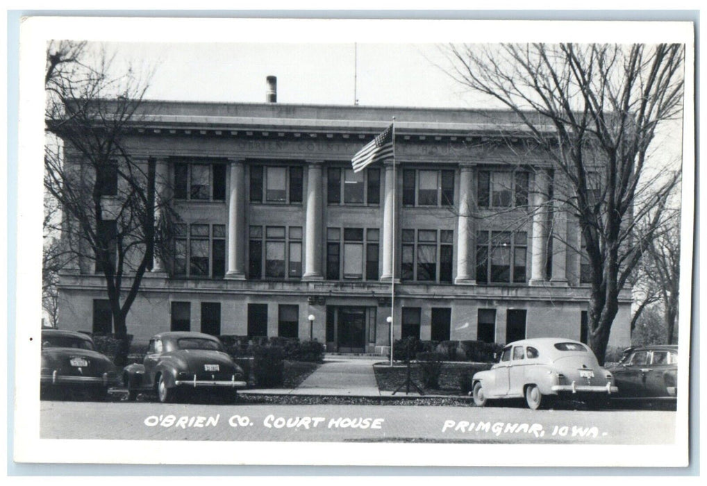 c1950's O Brien Co. Court House Building Primghar Iowa IA RPPC Photo Postcard
