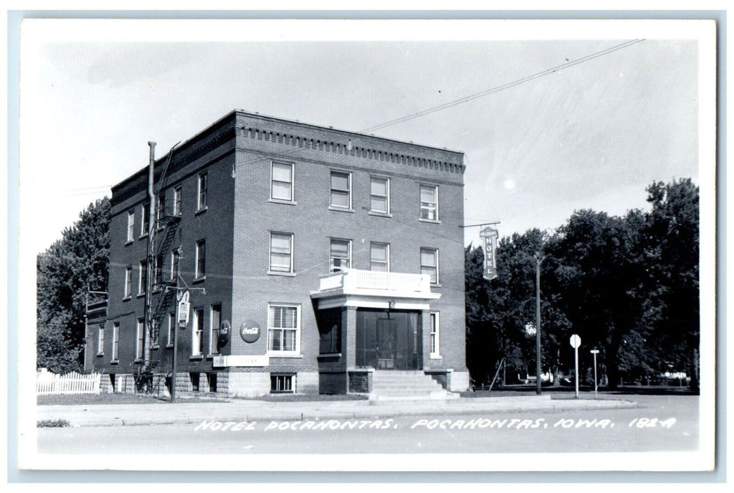 c1950's Hotel Pocahontas Building Coca Cola Pocahontas IA RPPC Photo Postcard