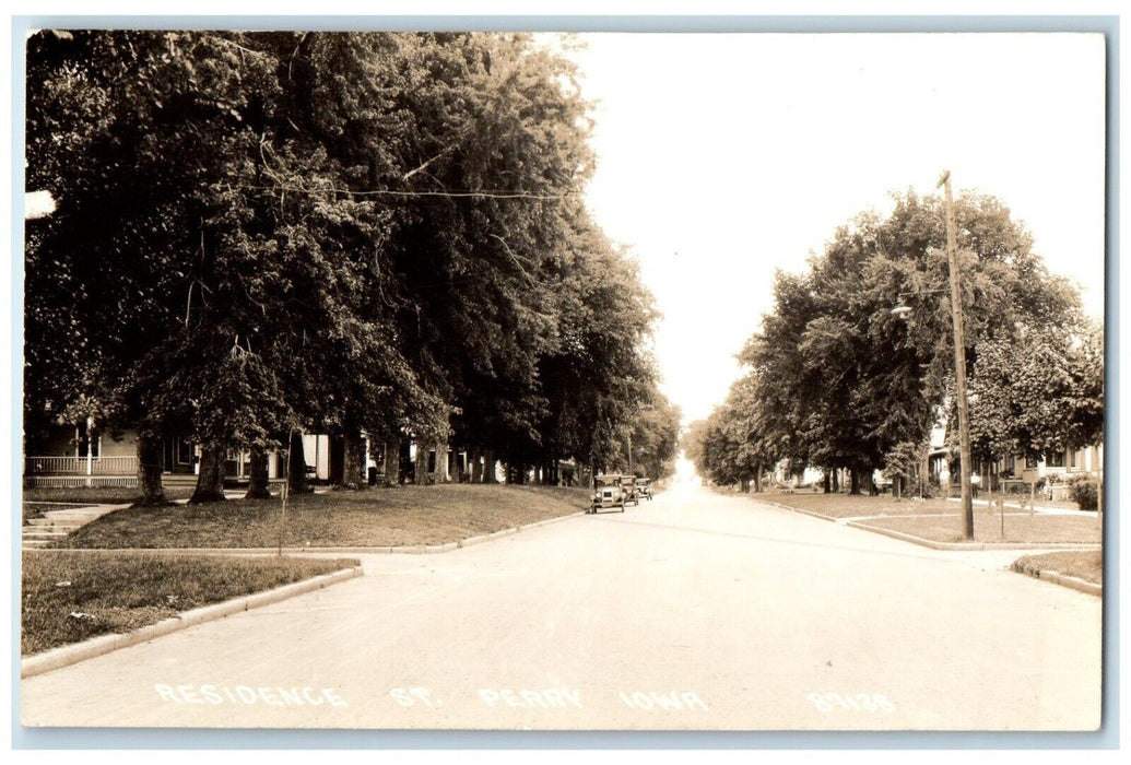 c1940's Residence Street Cars View Perry Iowa IA RPPC Photo Vintage Postcard