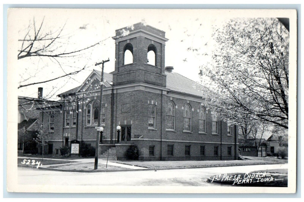 1961 First Presbyterian Church Perry Iowa IA RPPC Photo Posted Vintage Postcard