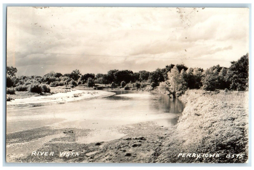 c1940's View Of River Vista Perry Iowa IA RPPC Photo Unposted Vintage Postcard