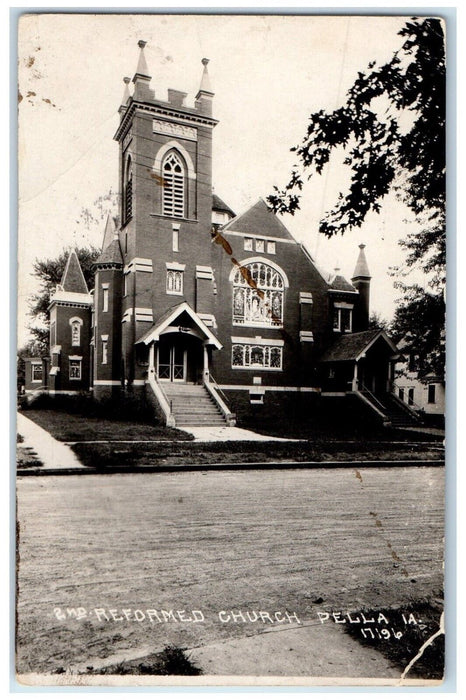 c1920's Second Reformed Church Scene Street Pella Iowa IA RPPC Photo Postcard