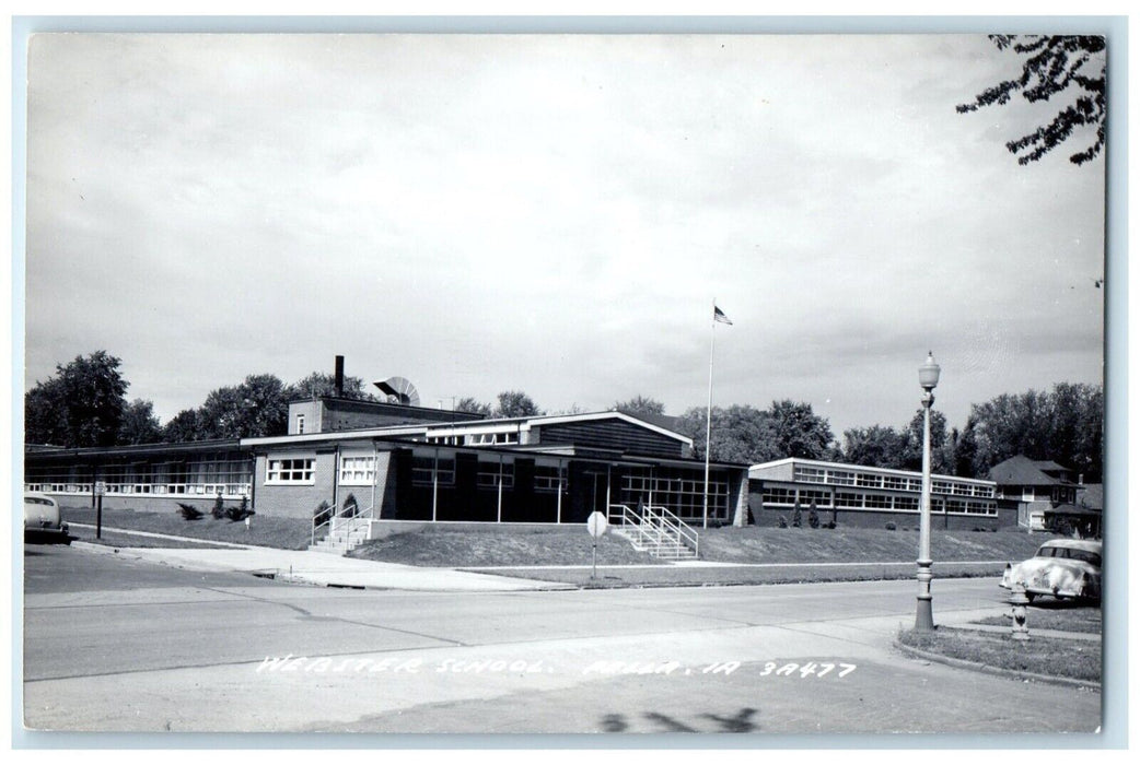 c1940's Webster School Cars Scene Pella Iowa IA RPPC Photo Vintage Postcard