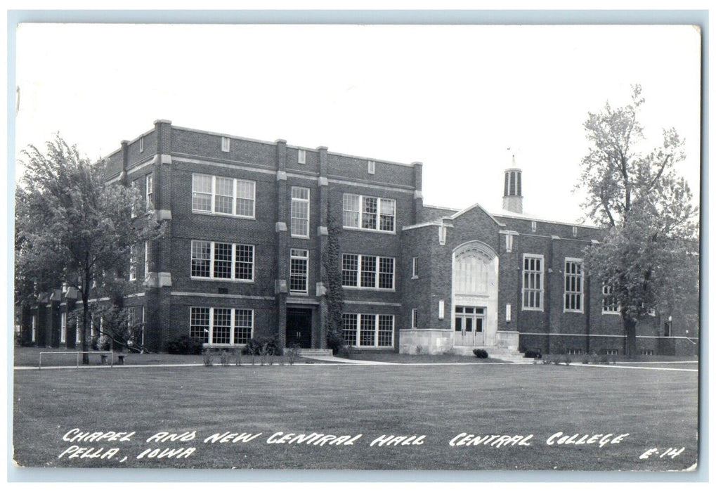 1953 Chapel And New Central Hall Central College Pella IA RPPC Photo Postcard