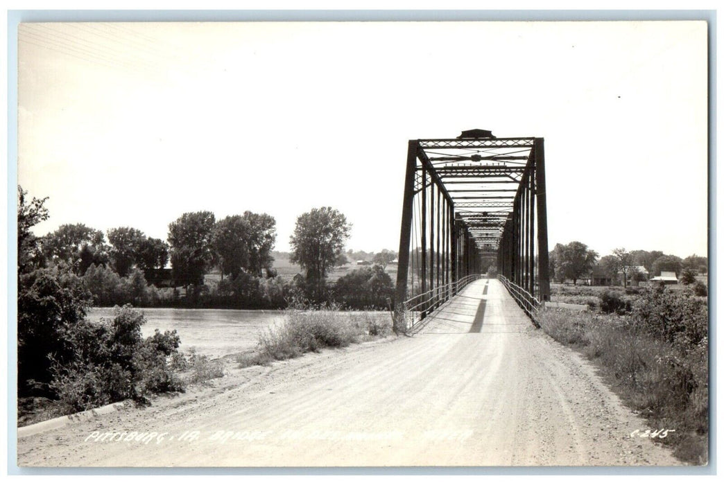 c1940s Pittsburg Iowa IA, Bridge On Des Moines River RPPC Photo Vintage Postcard