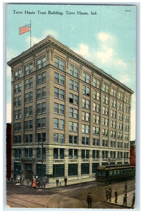 1910 Terre Haute Trust Building Exterior Building Terre Haute Indiana Postcard