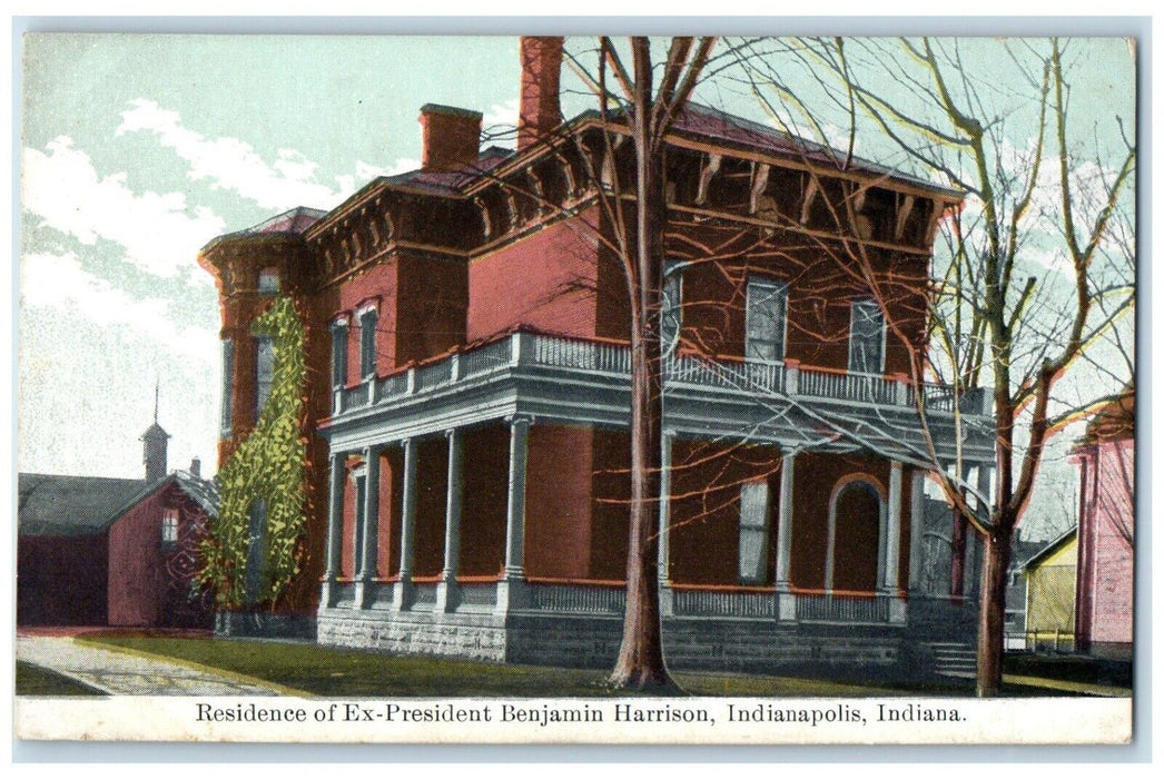 c1910 Residence Ex-President Benjamin Harrison Indianapolis Indiana IN Postcard