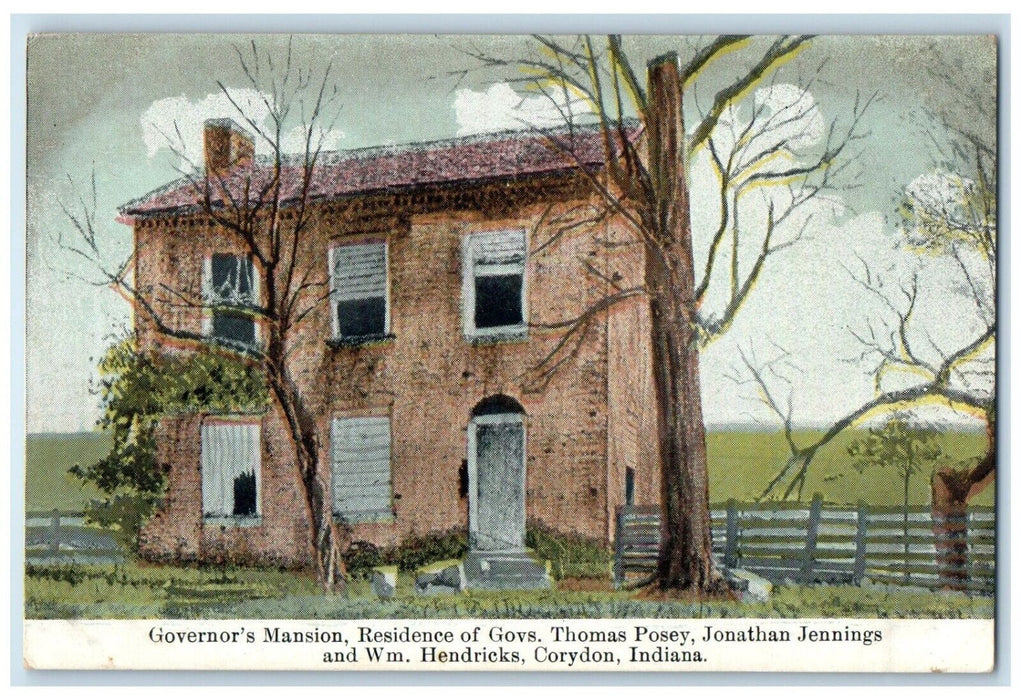 c1910 Governor's Mansion Residence Govs Thomas Posey Corydon Indiana IN Postcard
