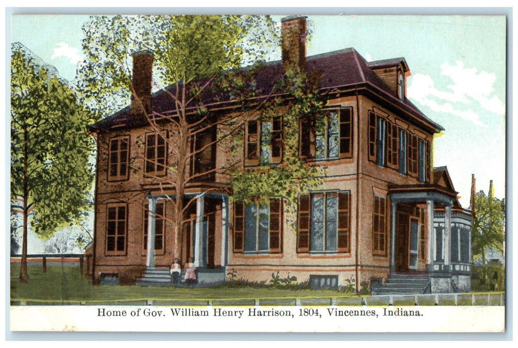 c1910 Home Gov. William Henry Harrison Exterior Field Vincennes Indiana Postcard