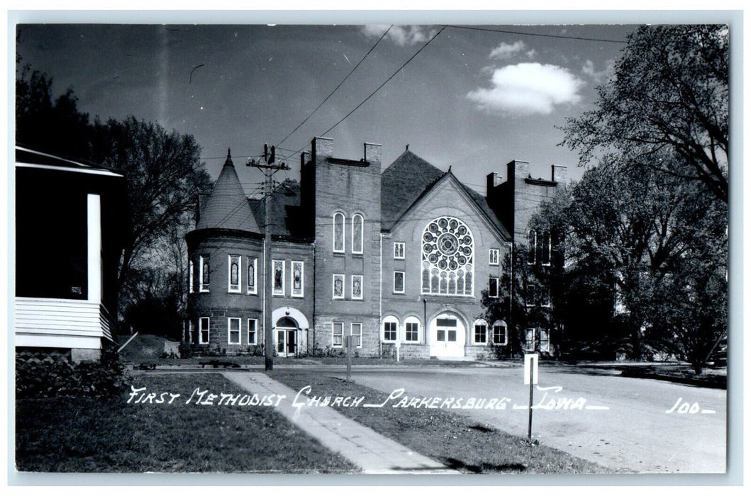 c1910's First Methodist Church Parkersburg Iowa IA RPPC Photo Antique Postcard