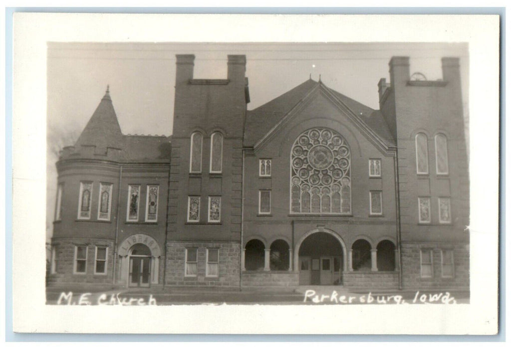 c1930's ME Church Front View Parkersburg Iowa IA RPPC Photo Vintage Postcard