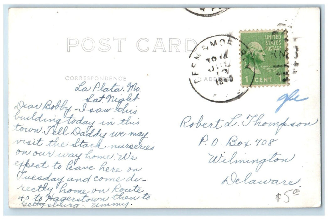 c1940's High School Building Car Oskaloosa Iowa IA RPPC Photo Vintage Postcard