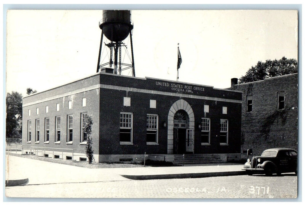 1950 United States Post Office Water Tower Osceola Iowa IA RPPC Photo Postcard