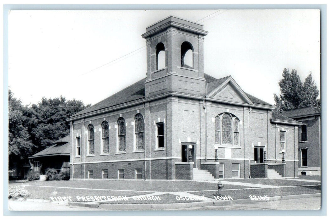 c1940's First Presbyterian Church Osceola Iowa IA RPPC Photo Vintage Postcard