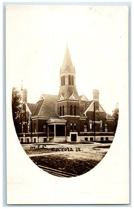 c1910's View Of ME Methodist Church Osceola Iowa IA RPPC Photo Antique Postcard