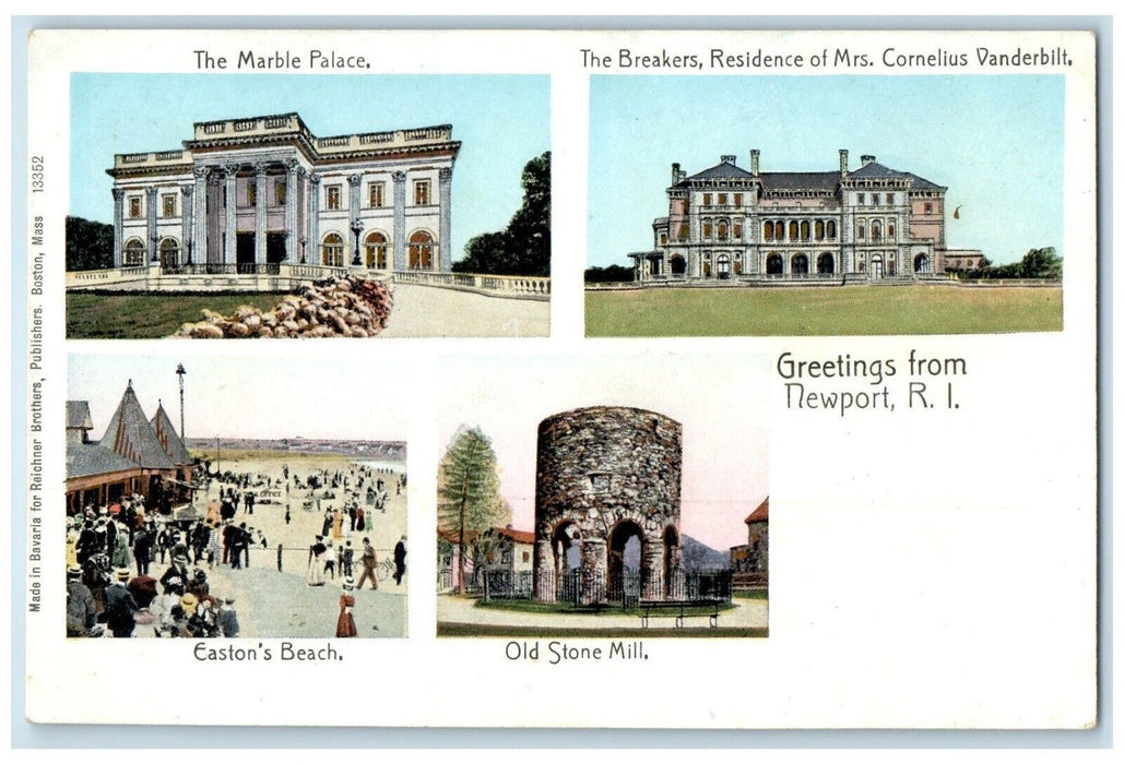1905 Multiview Marble Palace Vanderbilt Newport Rhode Island RI Copper Postcard