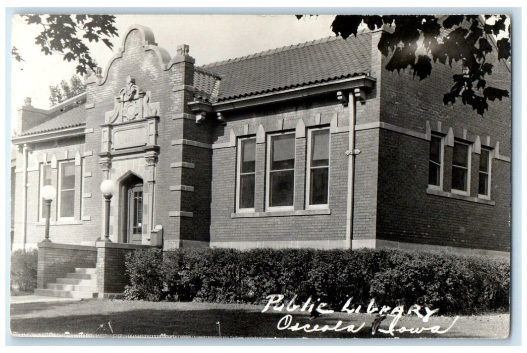 c1940's Public Library Building Osceola Iowa IA RPPC Photo Vintage Postcard