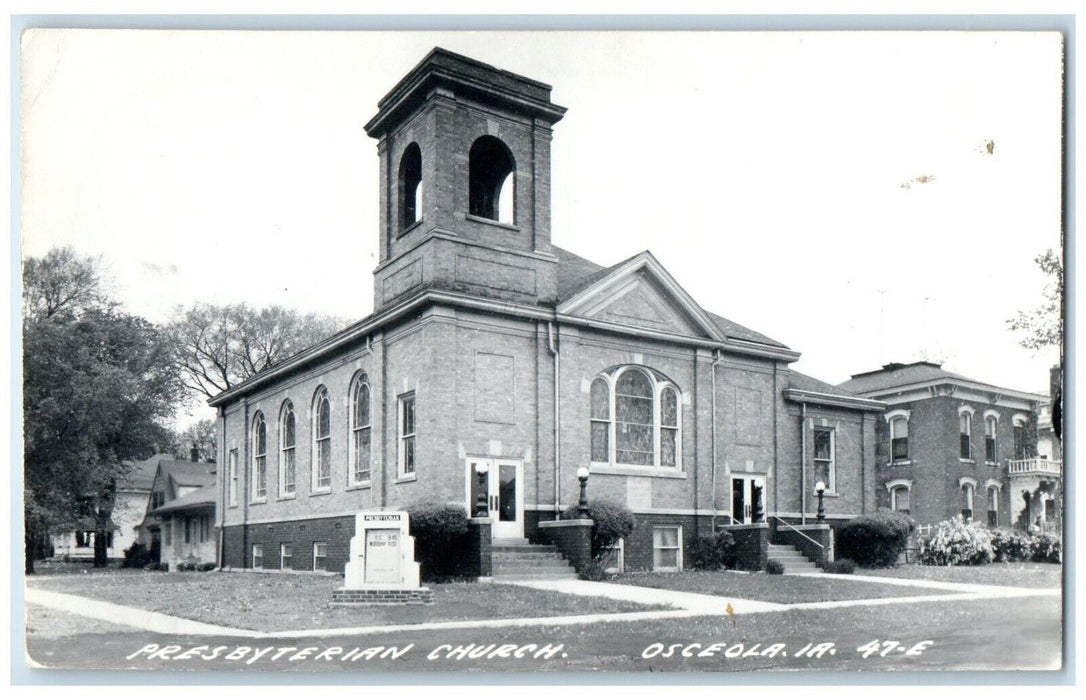 c1940's View of Presbyterian Church Osceola Iowa IA RPPC Photo Vintage Postcard