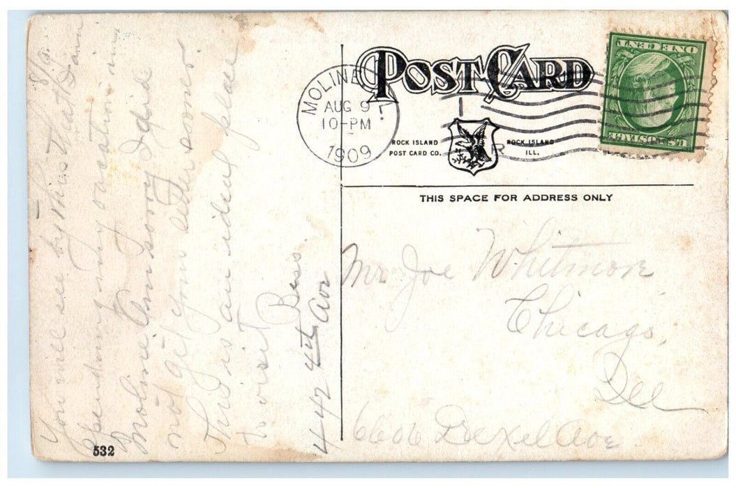 1909 Rock Island Lake Arsenal Government Locks Moline Illinois Vintage Postcard