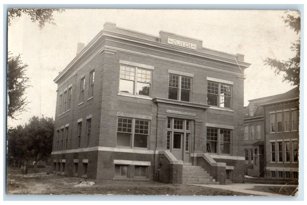1907 Manual Training Oliver Building Onawa Iowa IA RPPC Photo Vintage Postcard
