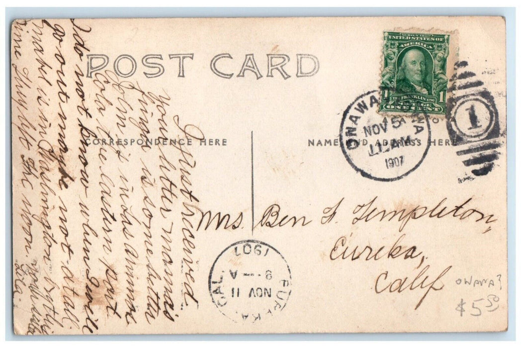 1907 Manual Training Oliver Building Onawa Iowa IA RPPC Photo Vintage Postcard