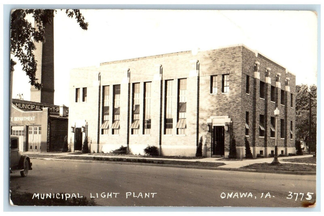 1942 Municipal Light Plant Building Onawa Iowa IA RPPC Photo Vintage Postcard