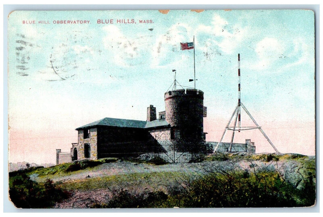 1909 Blue Hill Observatory Exterior Tower Blue Hills Massachusetts MA Postcard