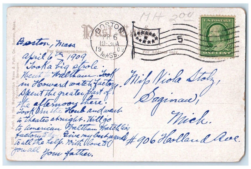 1909 Blue Hill Observatory Exterior Tower Blue Hills Massachusetts MA Postcard