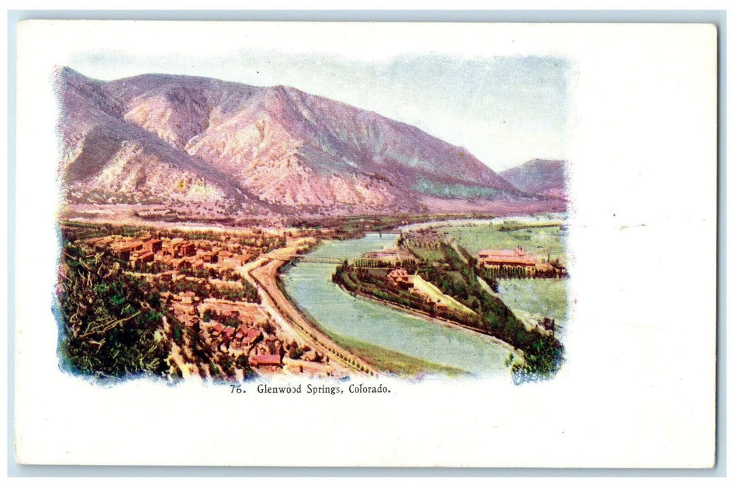 c1910 Aerial View Mountains River Glenwood Springs Colorado CO Unposted Postcard
