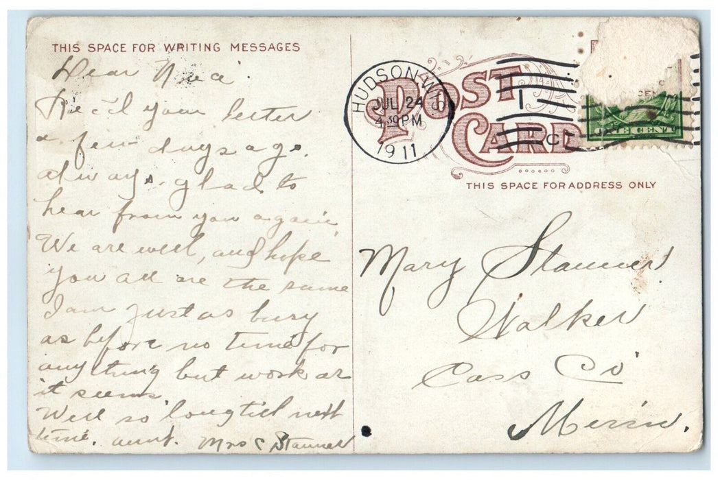 1911 Orphans Home Dirt Road Vasa Minnesota MN, Hudson WI Antique Postcard