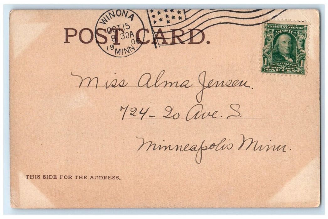 1906 Old Stone Road Looking North From Sugar Loaf Winona Minnesota MN Postcard