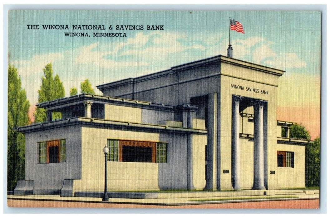 c1950's The Winona National & Savings Bank Winona Minnesota MN Vintage Postcard