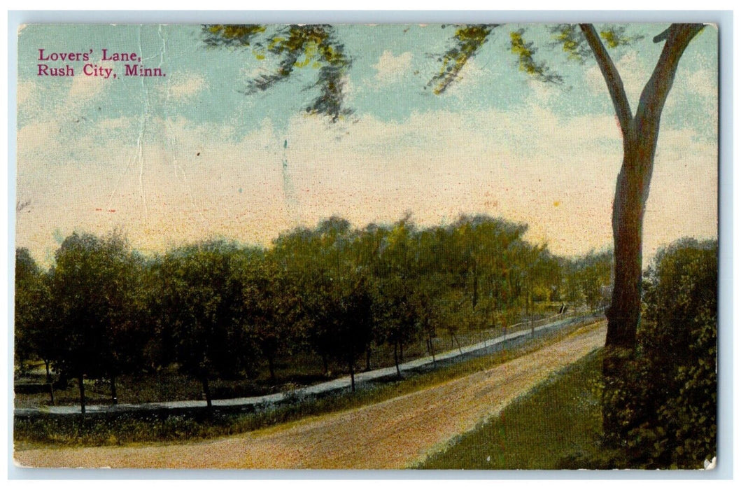1913 View Of Lover's Lane Rush City Grandy Minnesota MN Antique Postcard