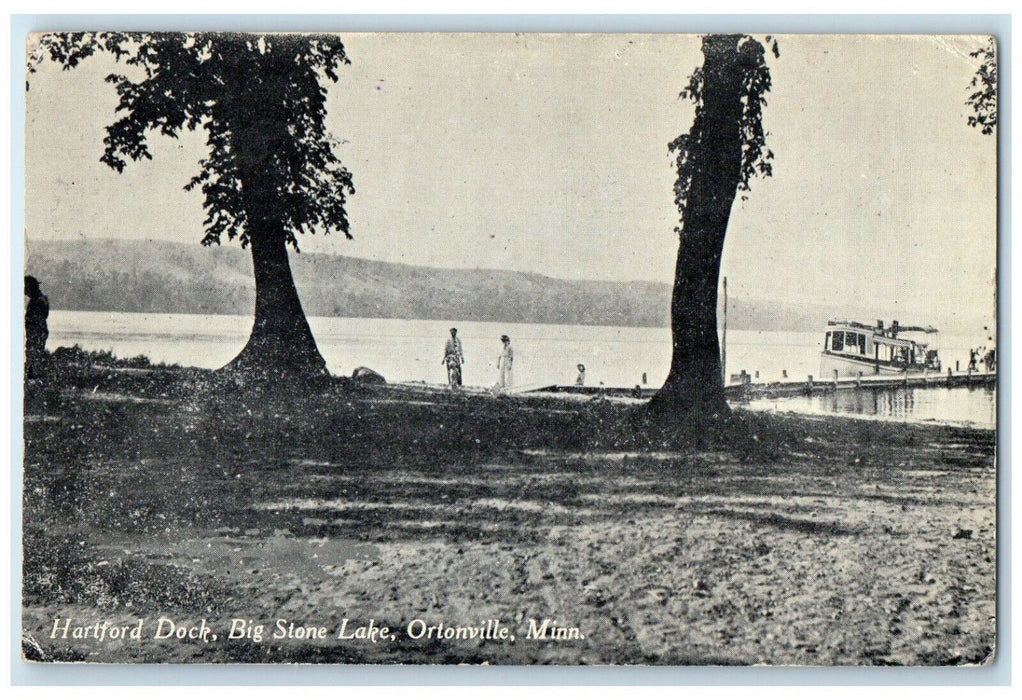 1919 Hartford Dock Big Stone Lake Ortonville Minnesota MN Posted Postcard