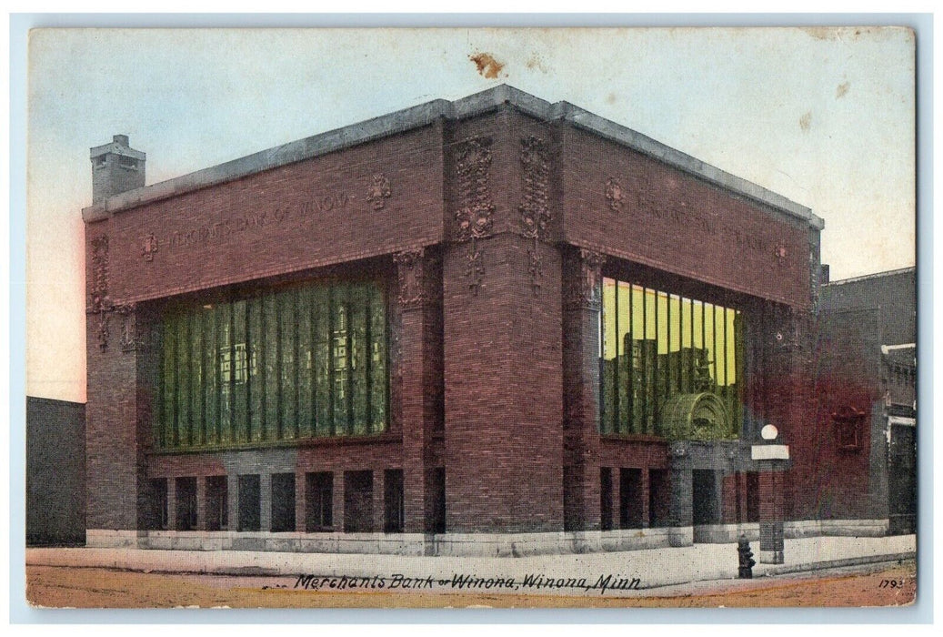 c1910's Merchants Bank Of Winona Building Winona Minnesota MN Antique Postcard