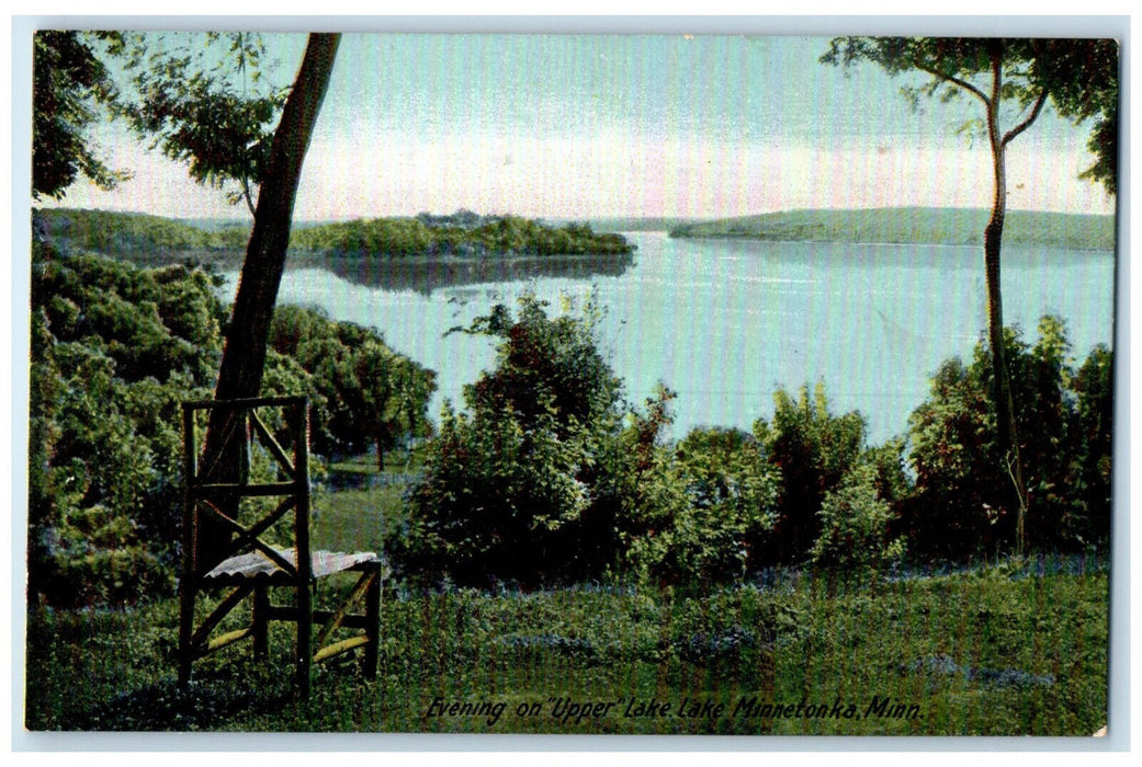 c1910 Evening on "Upper" Lake Lake Minnetonka Minnesota MN Postcard