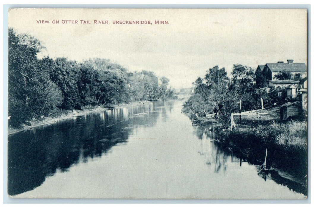 c1910 View on Otter Tail River Breckenridge Minnesota MN Antique Postcard