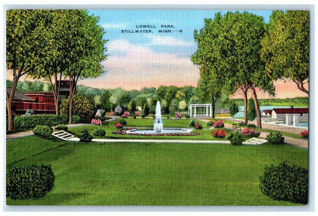 c1950's Lowell Park Water Fountain Stillwater Minnesota MN Vintage Postcard