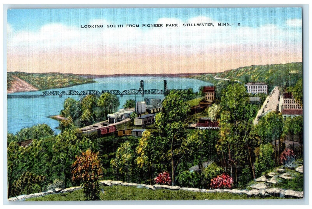 View Looking South From Pioneer Park Stillwater Minnesota MN Vintage Postcard